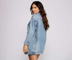 So Chic Long Denim Jacket Ins Street