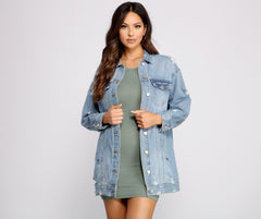 So Chic Long Denim Jacket Ins Street