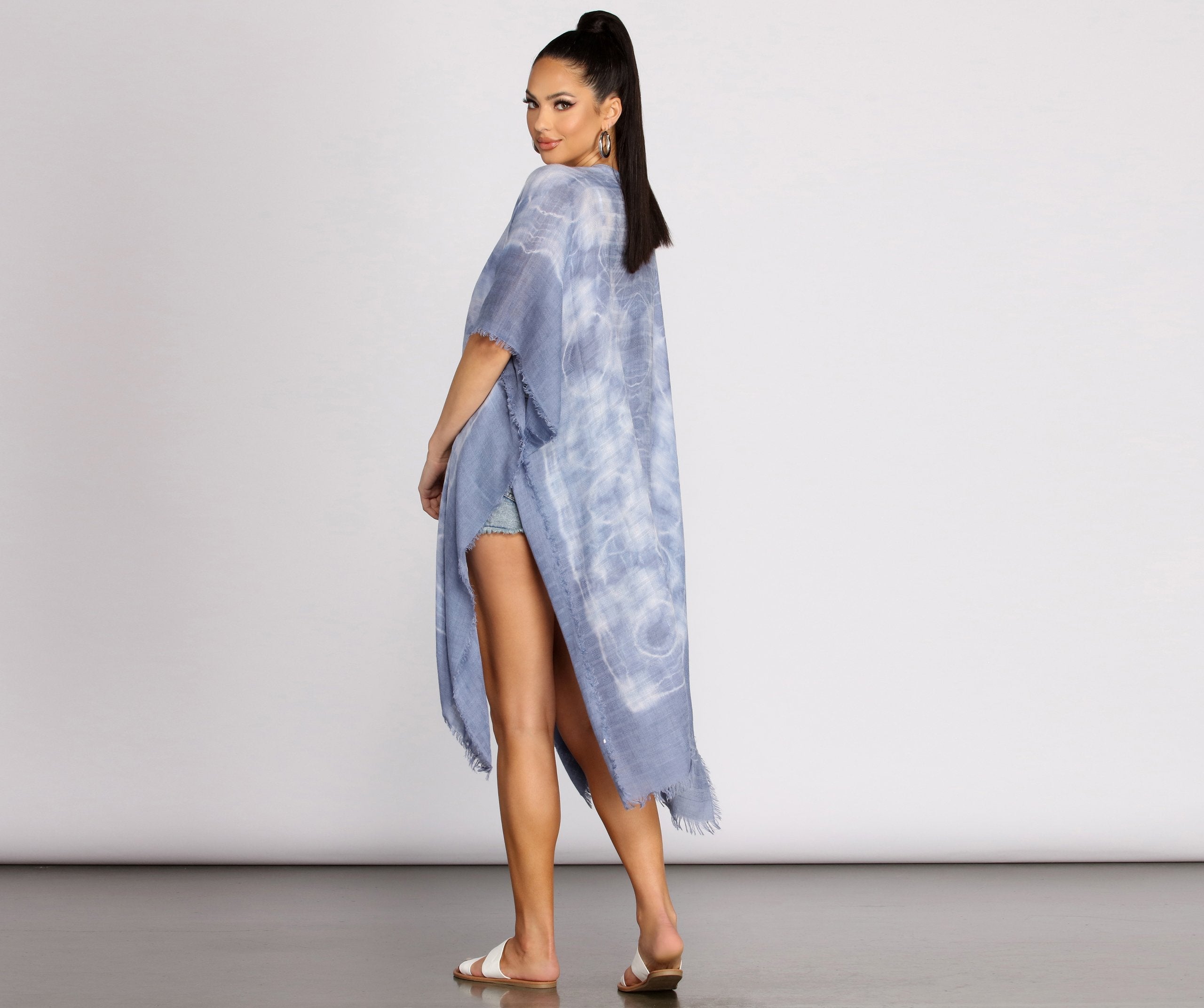 Color Splash Tie Dye Tie Front Kimono Ins Street