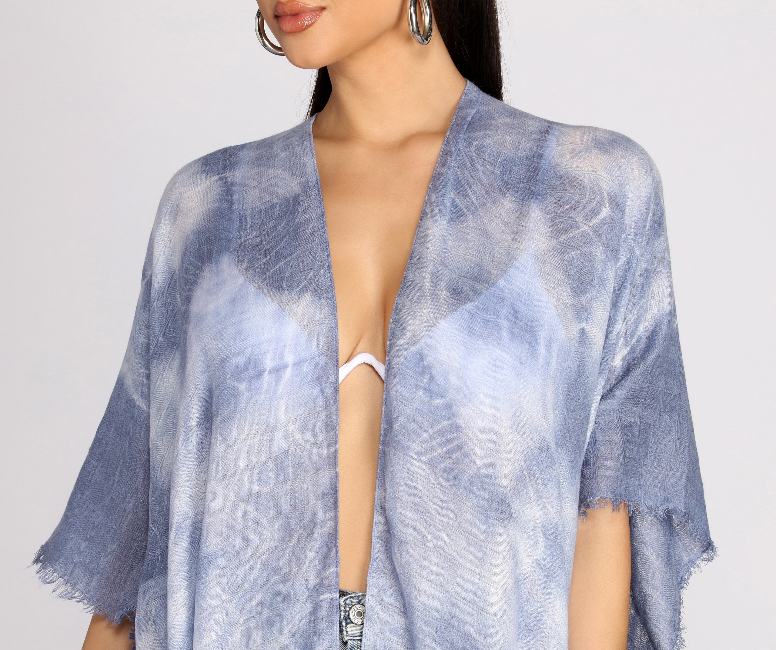 Color Splash Tie Dye Tie Front Kimono Ins Street