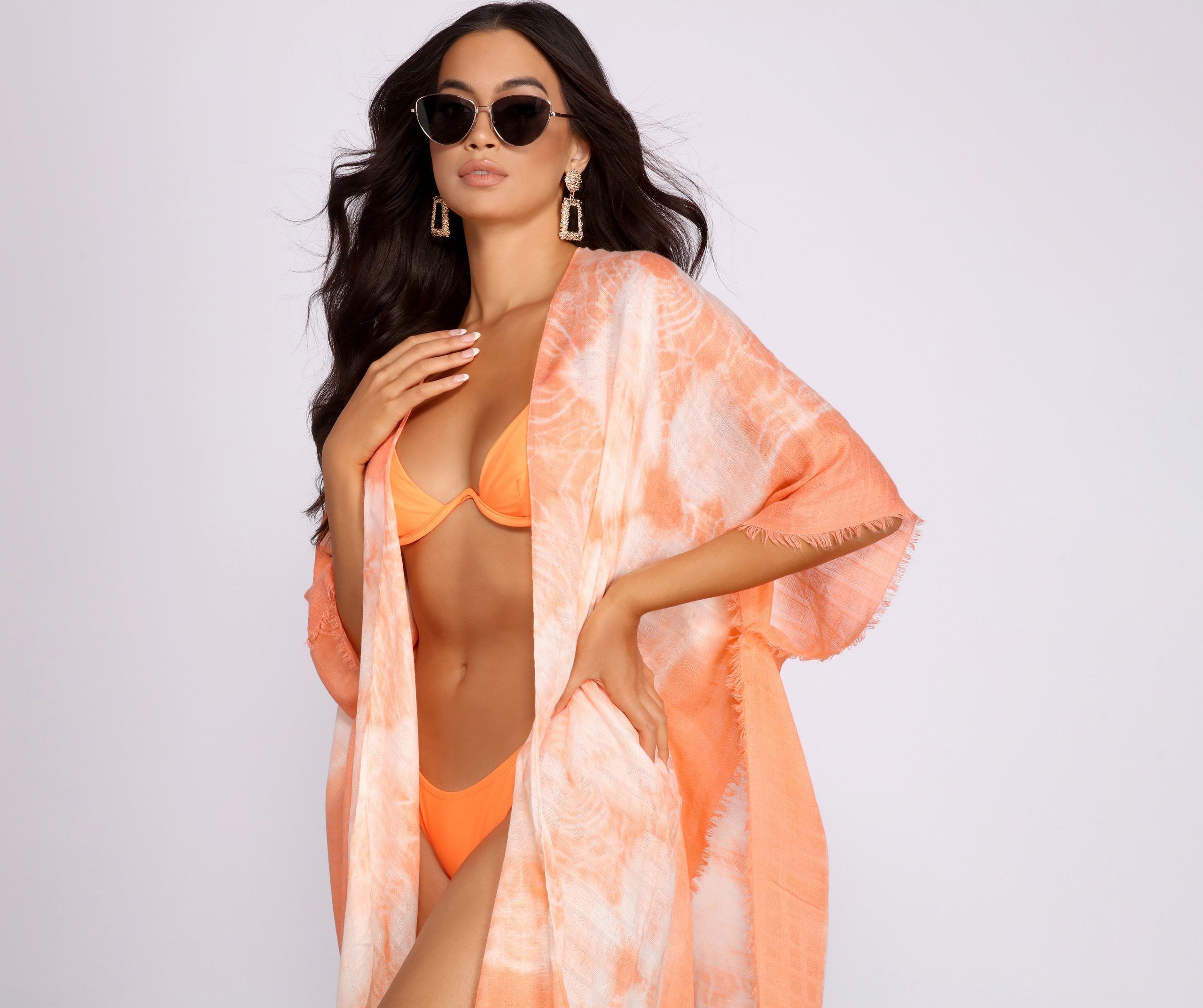 Color Splash Tie Dye Tie Front Kimono Ins Street