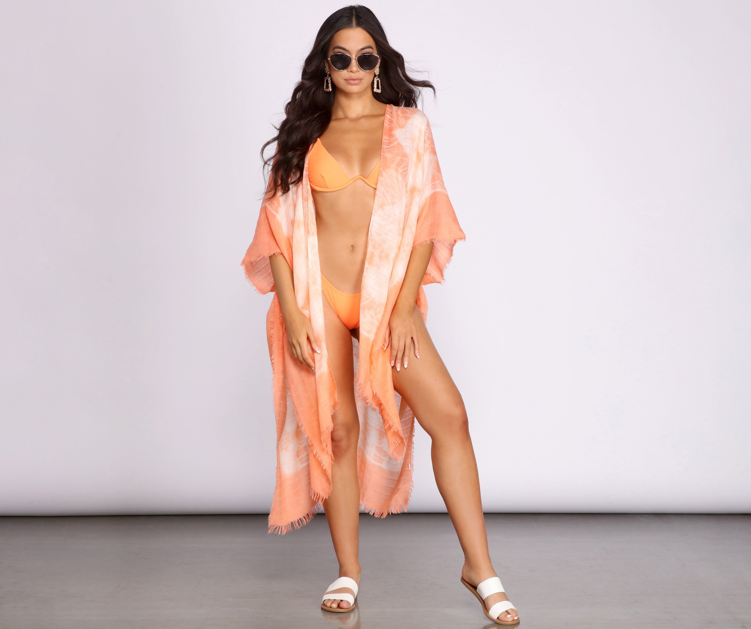 Color Splash Tie Dye Tie Front Kimono Ins Street