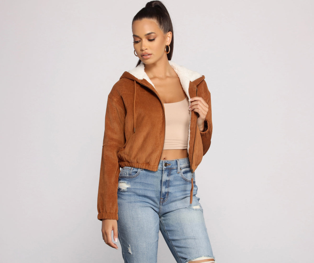 Corduroy Cutie Cropped Sherpa Jacket Ins Street