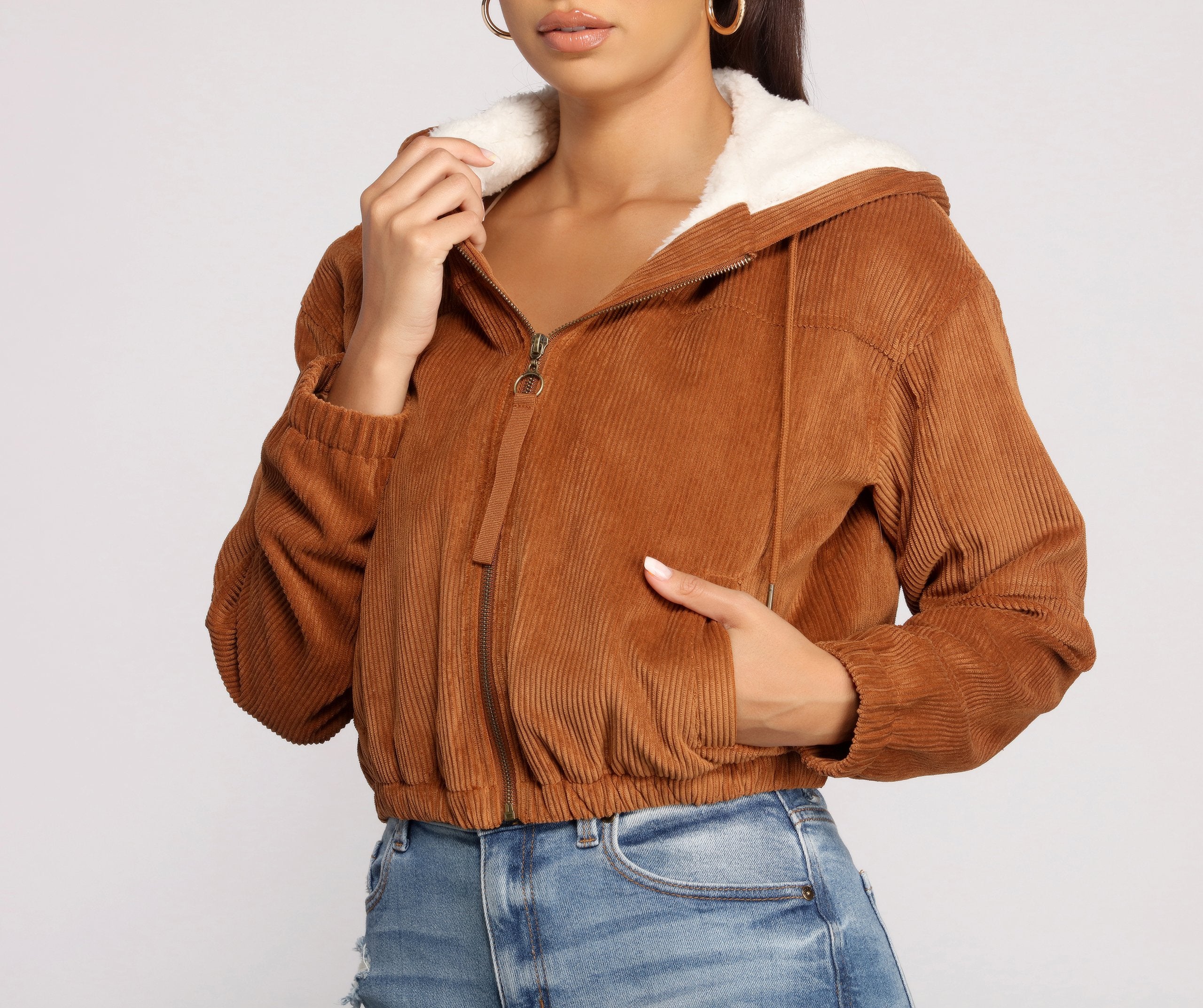 Corduroy Cutie Cropped Sherpa Jacket Ins Street