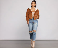 Corduroy Cutie Cropped Sherpa Jacket Ins Street