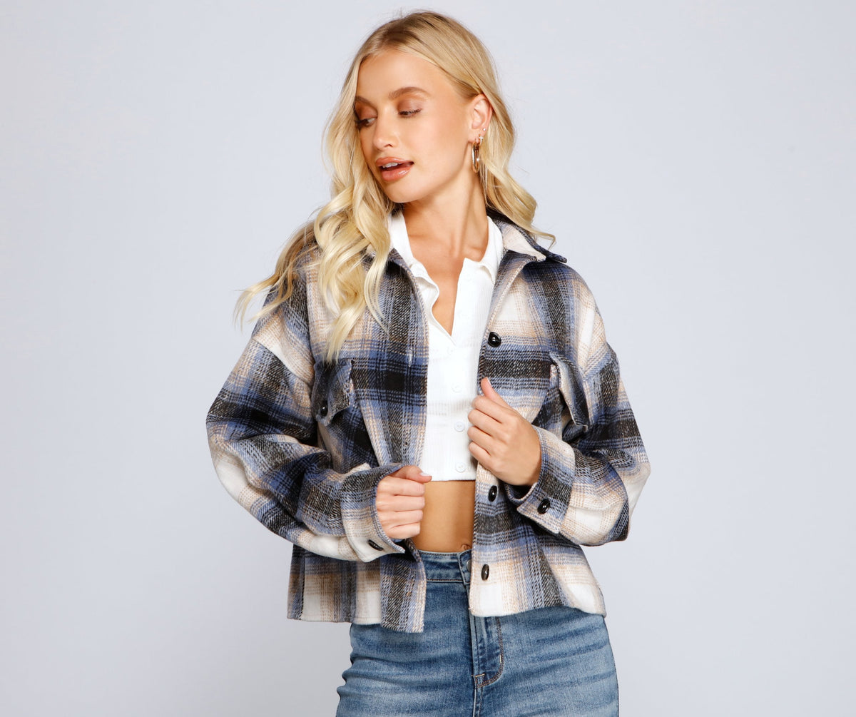 Cozy Vibes Plaid Shacket Ins Street