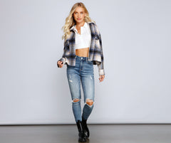 Cozy Vibes Plaid Shacket Ins Street