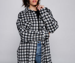 Cozy Days Long Plaid Shacket ladies-street