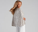 Curtain Call Sequin Knit Cape ladies-street