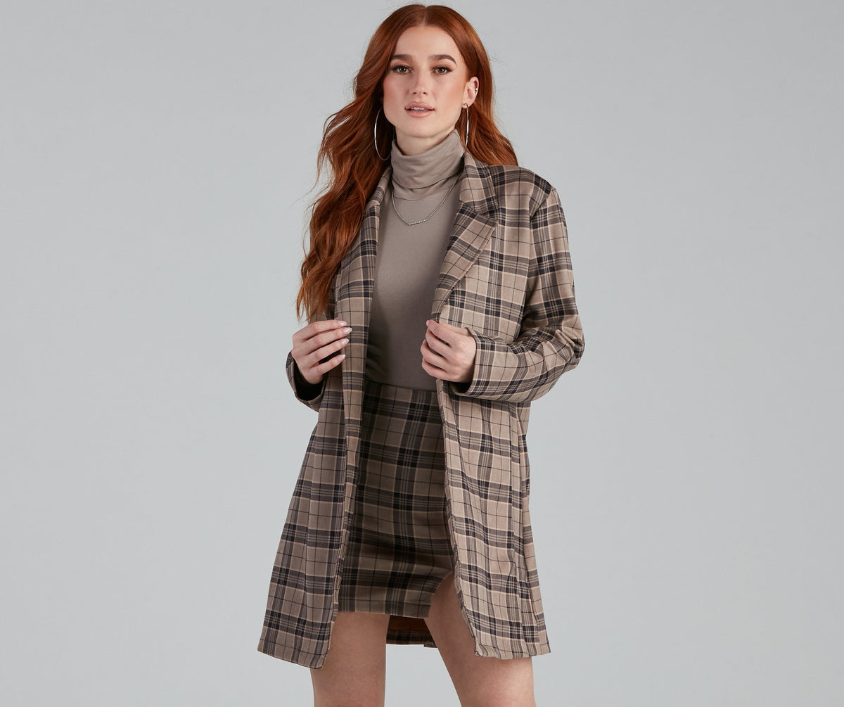 Clueless In Plaid Faux Suede Trench ladies-street