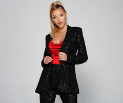 Showtime Chic Sequin Long Blazer Ins Street