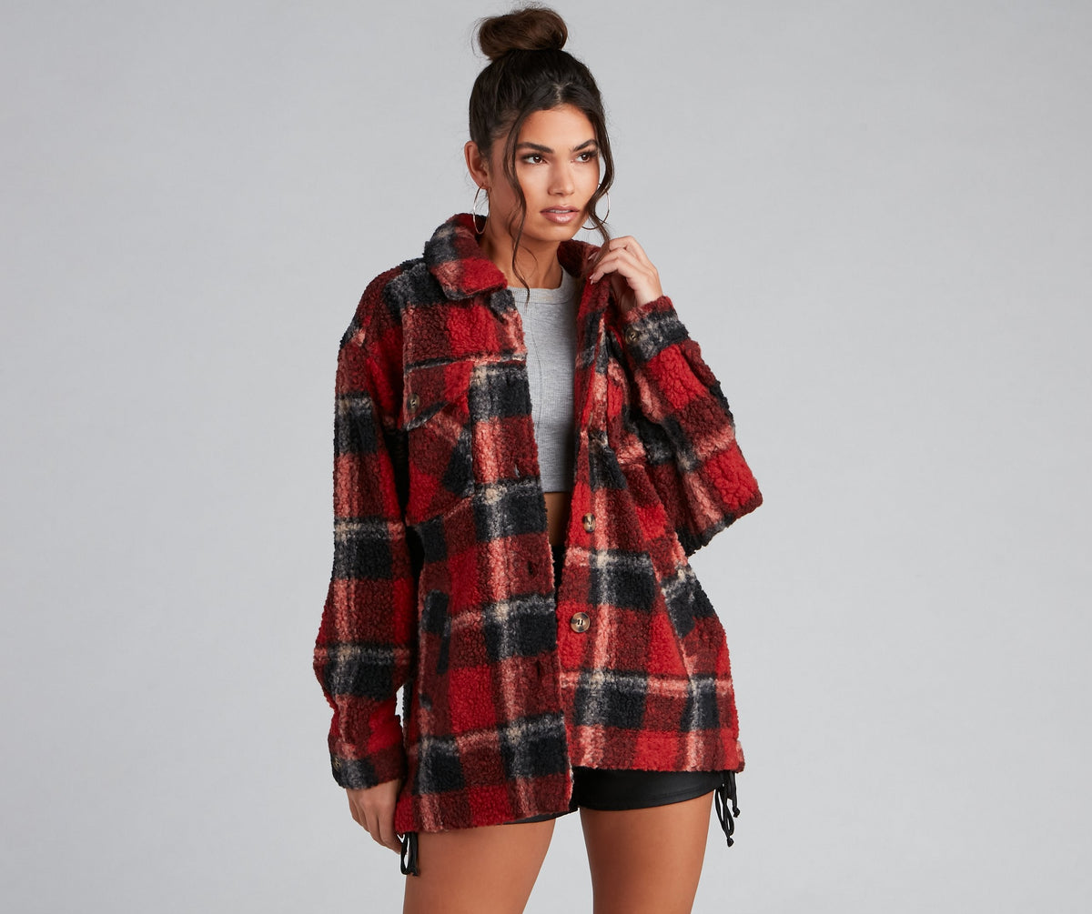 Cozy Layers Plaid Sherpa Shacket Ins Street