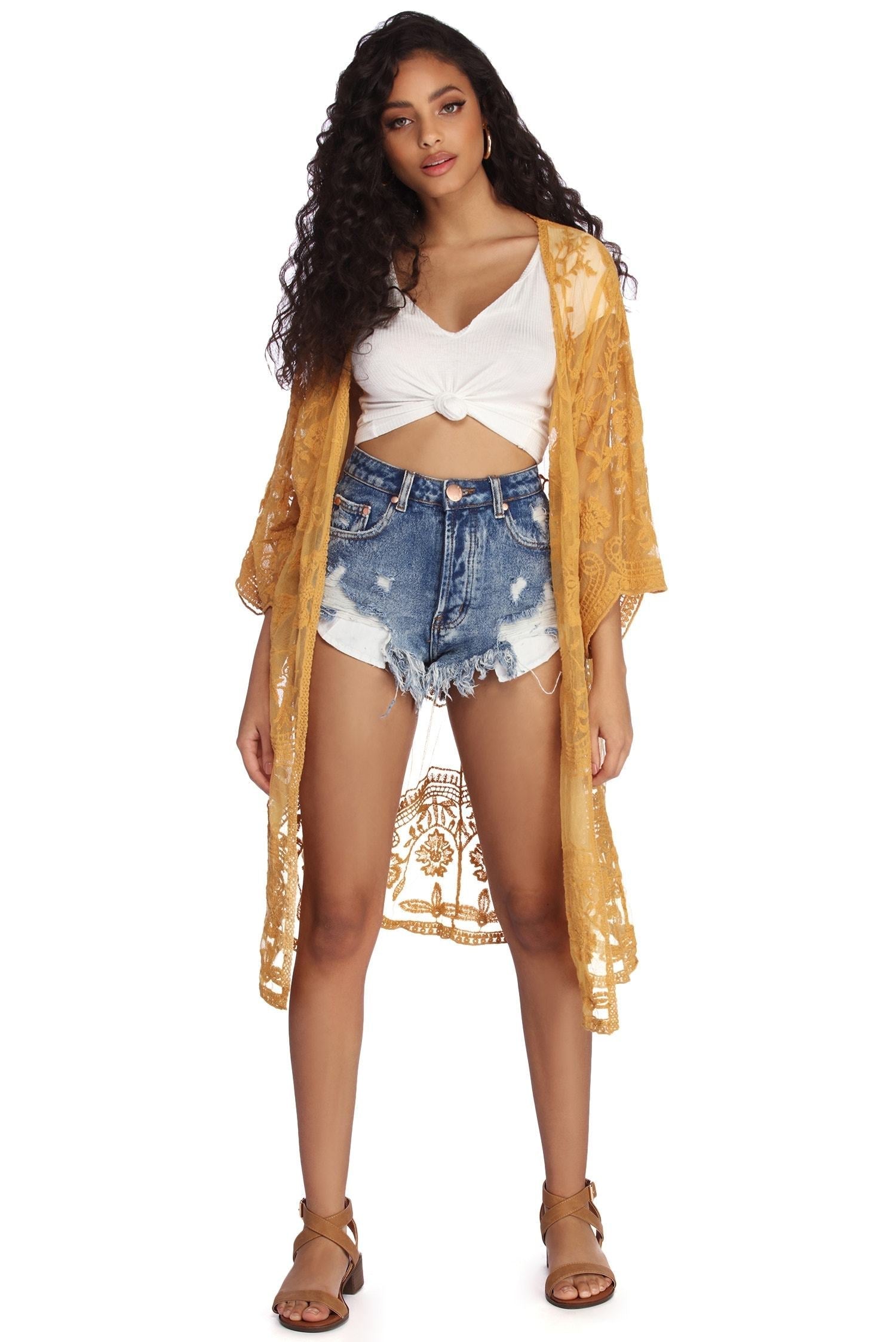 Crochet Babe Lace Kimono Ins Street