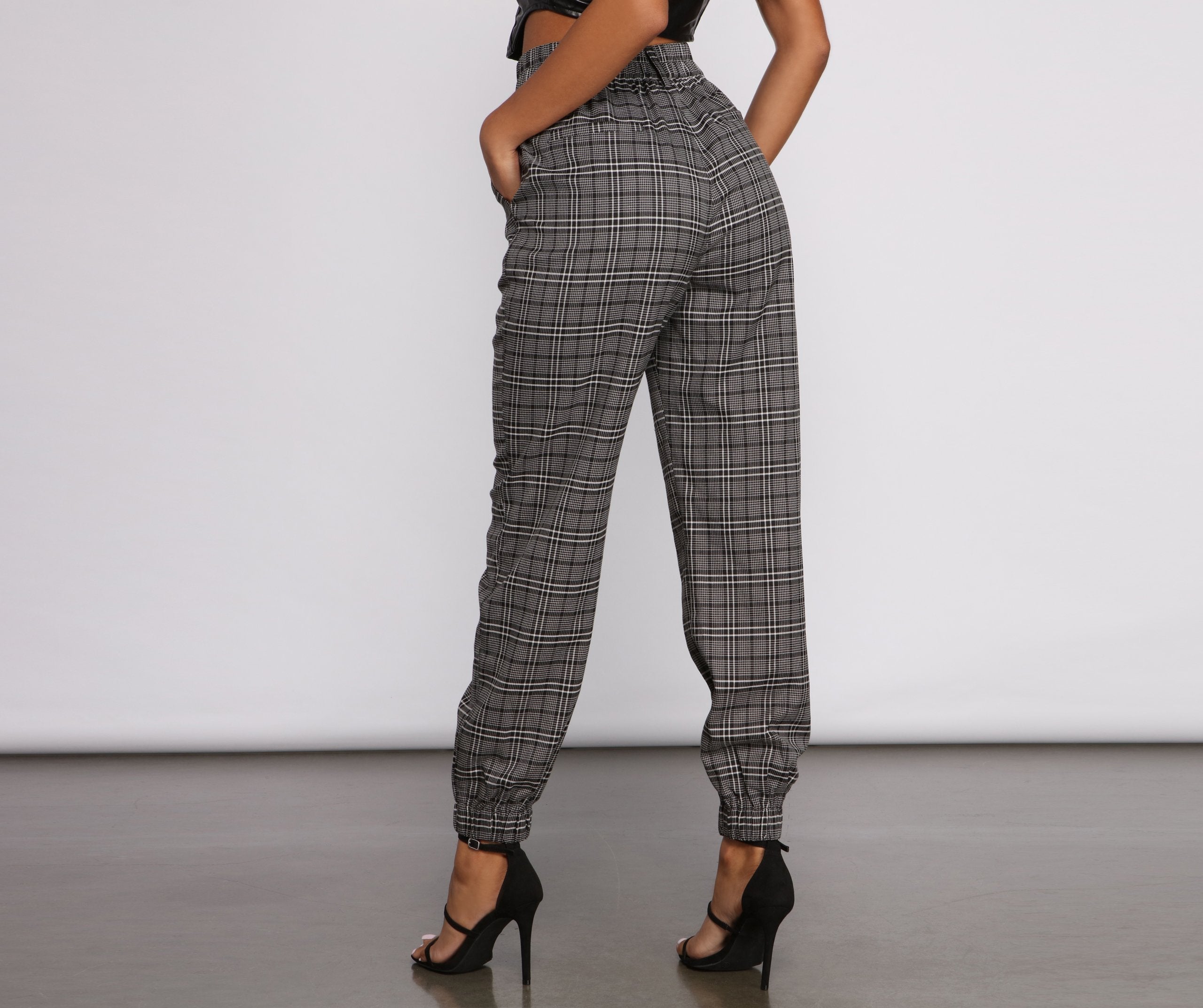 High Waist Plaid Joggers insstreet