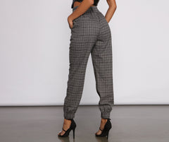 High Waist Plaid Joggers insstreet