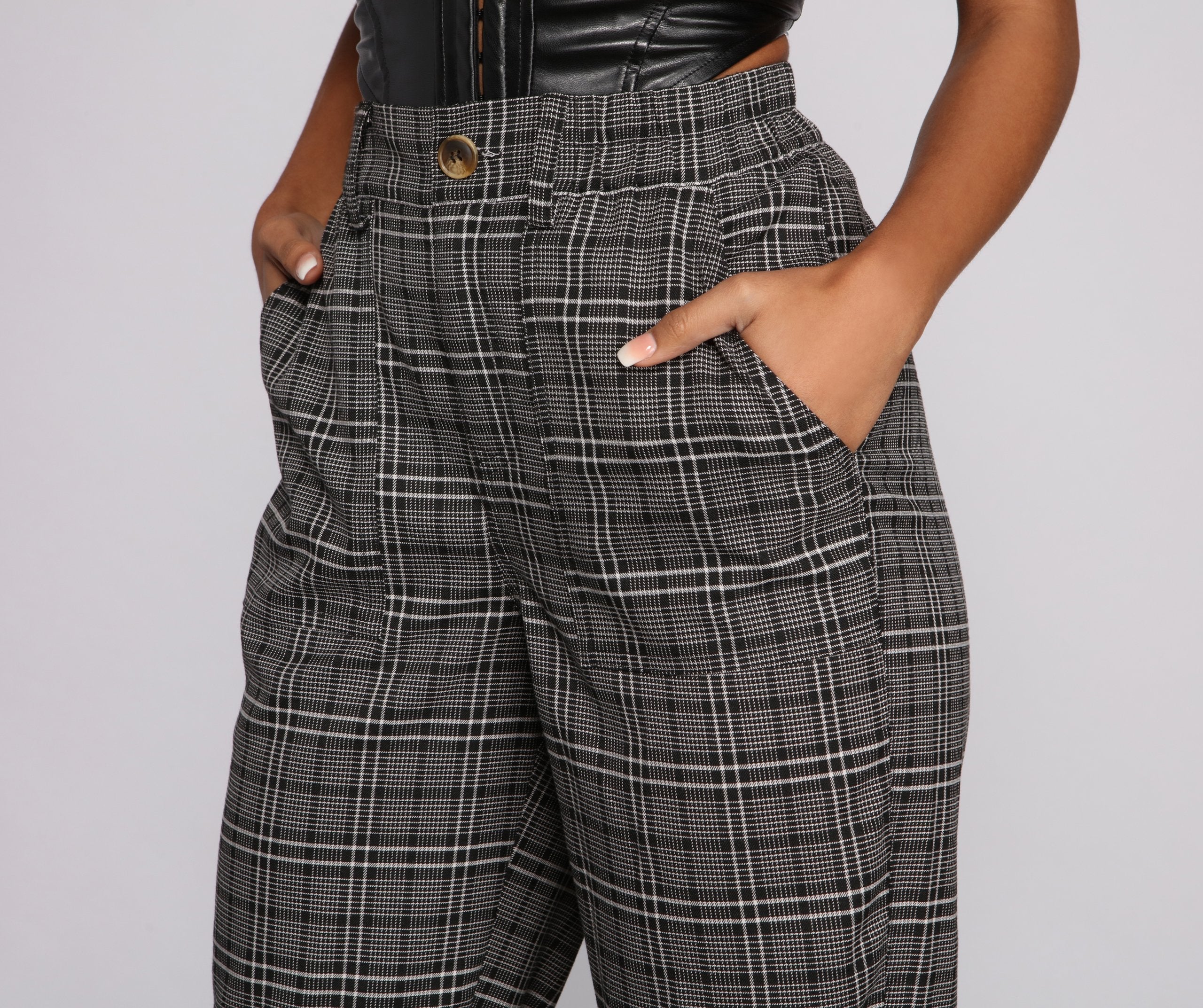 High Waist Plaid Joggers insstreet