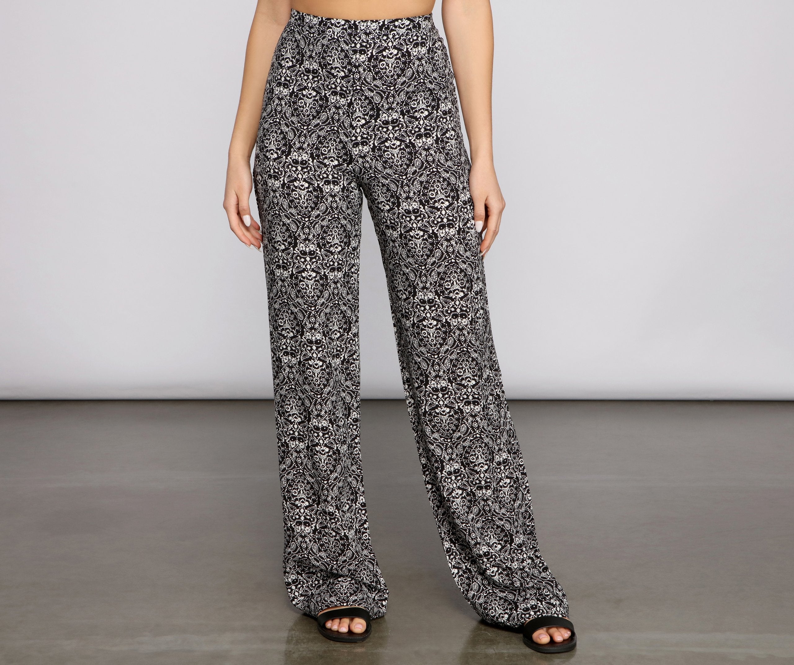 High Waist Bohemian Flared Wide Leg Pants insstreet