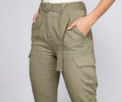 High Waist Linen Cargo Pants insstreet