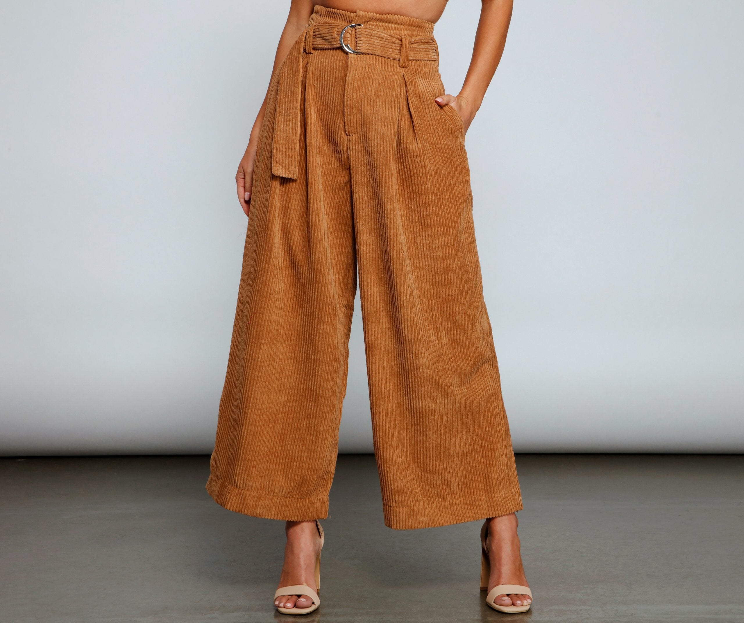 High Waist Flared Corduroy Pants insstreet