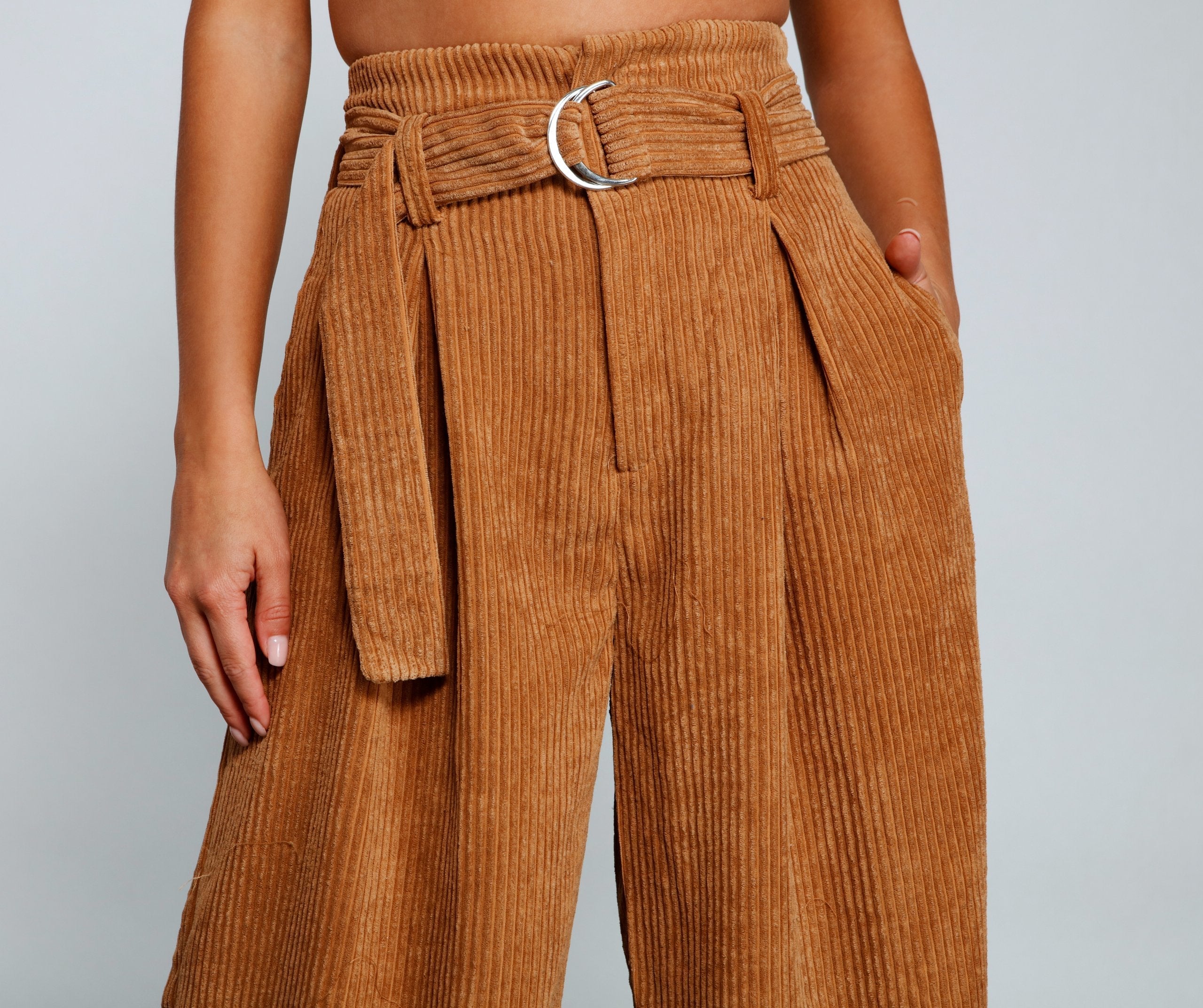 High Waist Flared Corduroy Pants insstreet