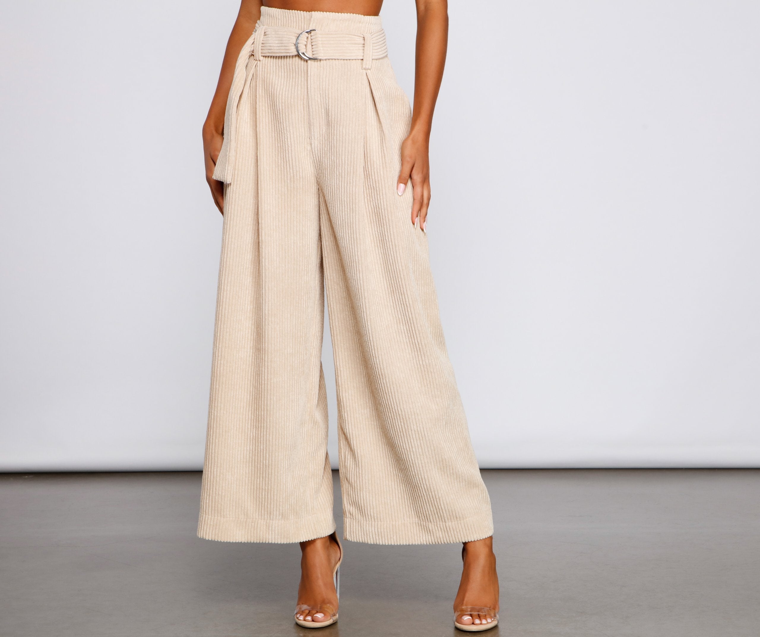 High Waist Flared Corduroy Pants insstreet