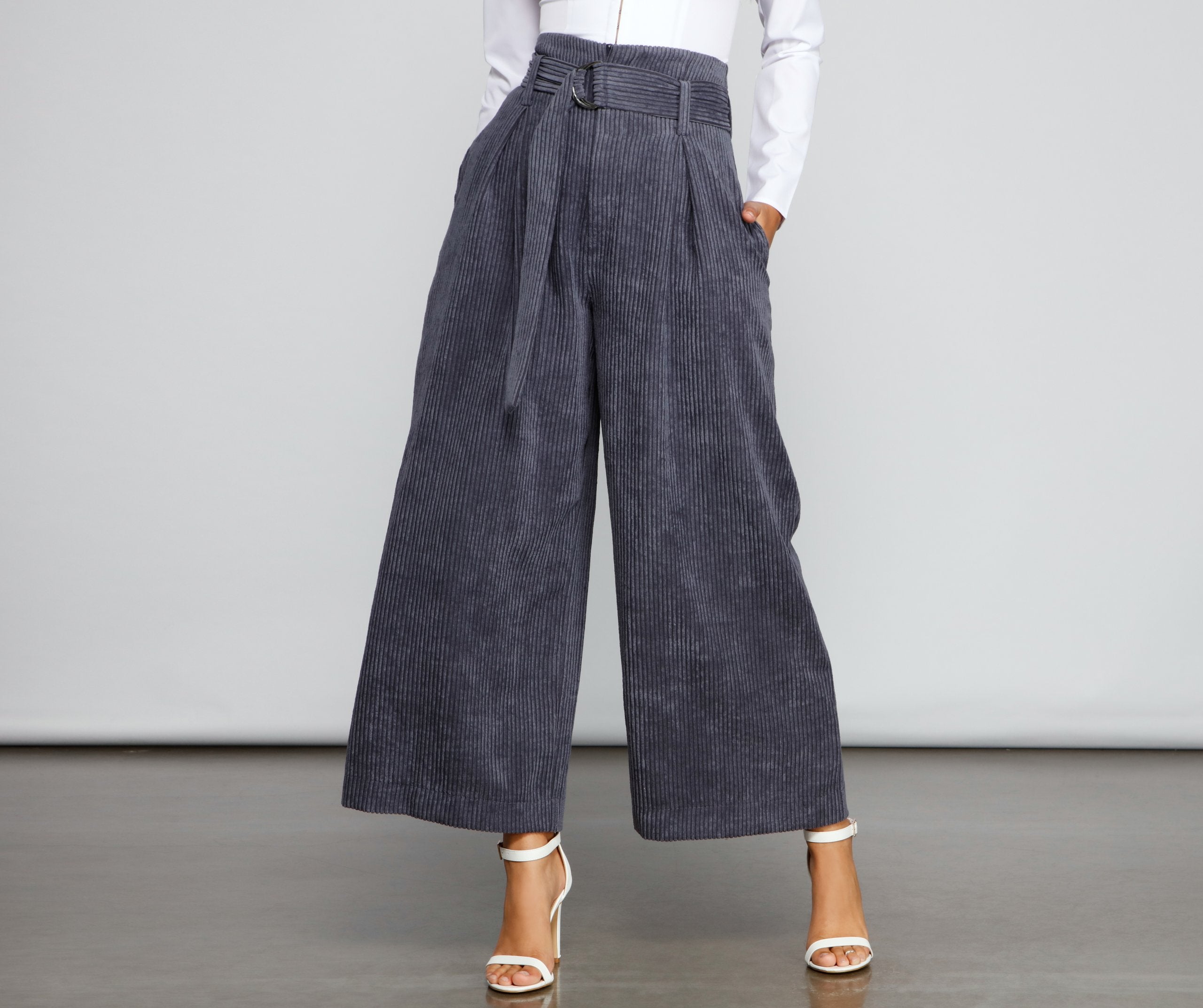 High Waist Flared Corduroy Pants insstreet