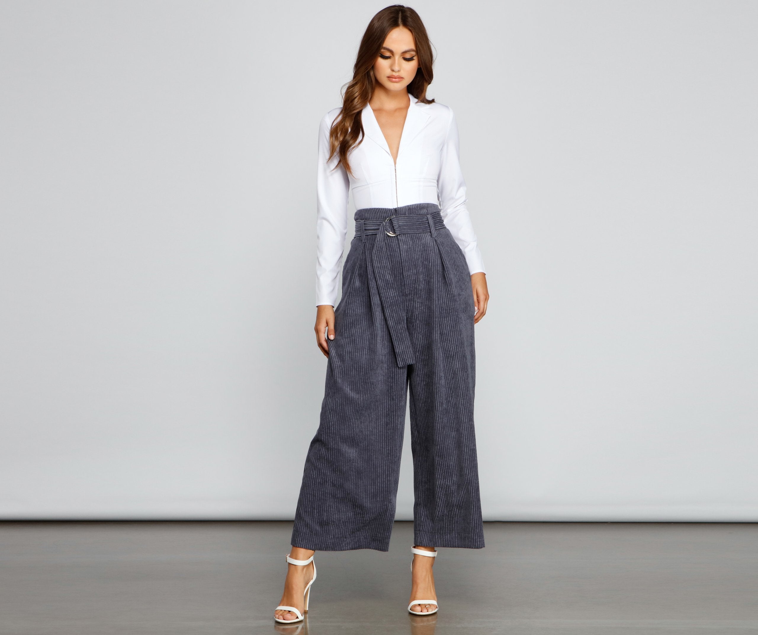 High Waist Flared Corduroy Pants insstreet