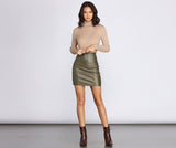 Coated Faux Leather Mini Skirt Ins Street