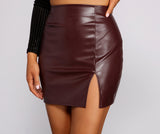 High Waist Faux Leather Mini Skirt insstreet