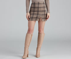 Clueless In Plaid Faux Suede Skirt ladies-street