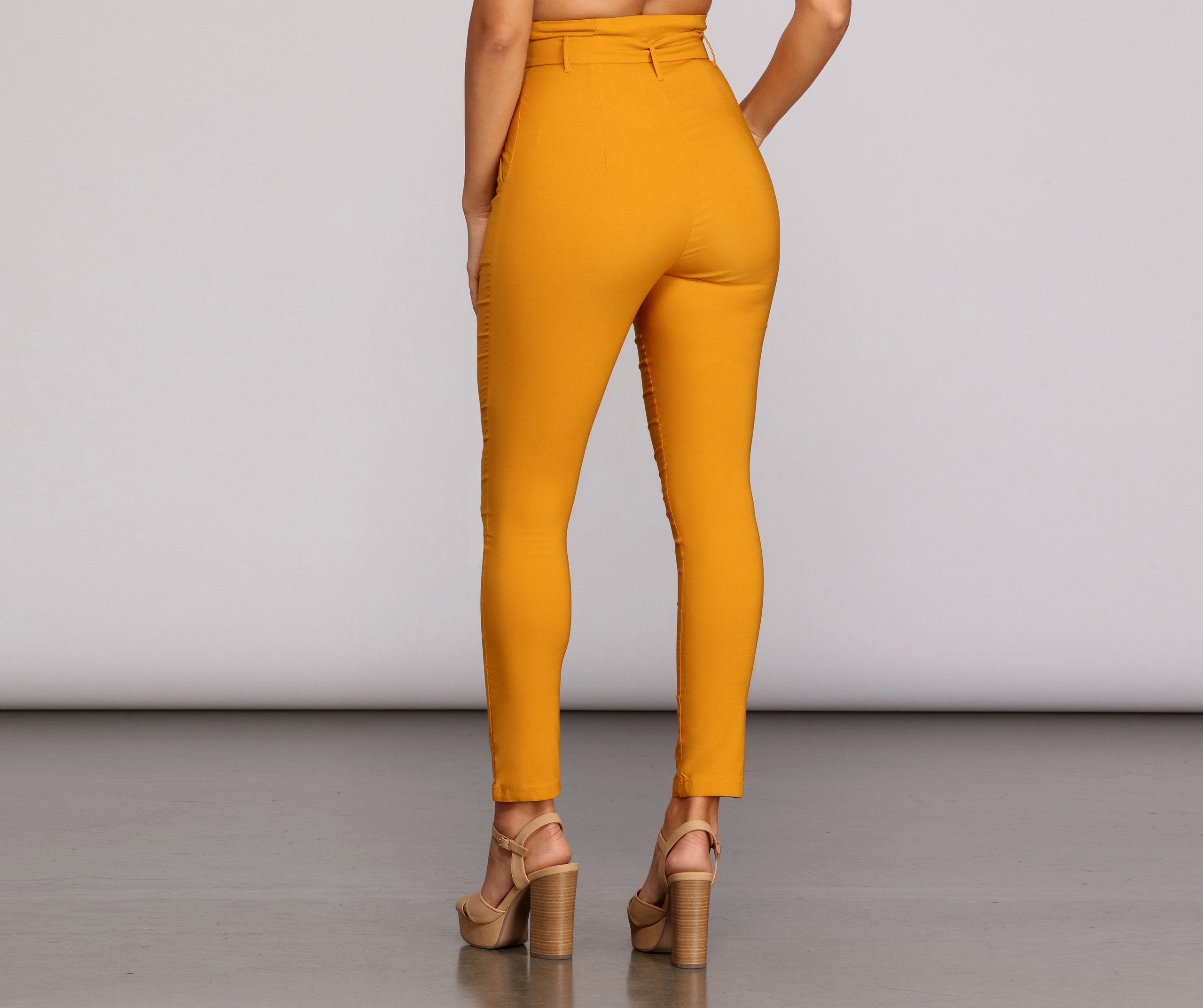 High Waist Paperbag Skinny Dress Pants insstreet