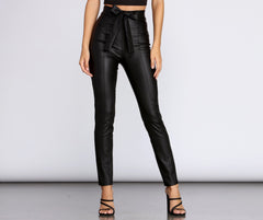 High Waist Faux Leather Skinny Pants insstreet