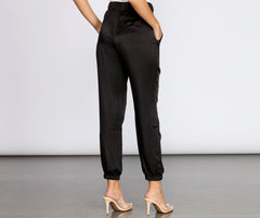 High Waist Satin Joggers insstreet