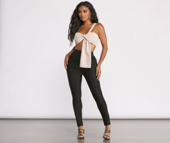 High Waist Tapered Skinny Leg Dress Pants insstreet