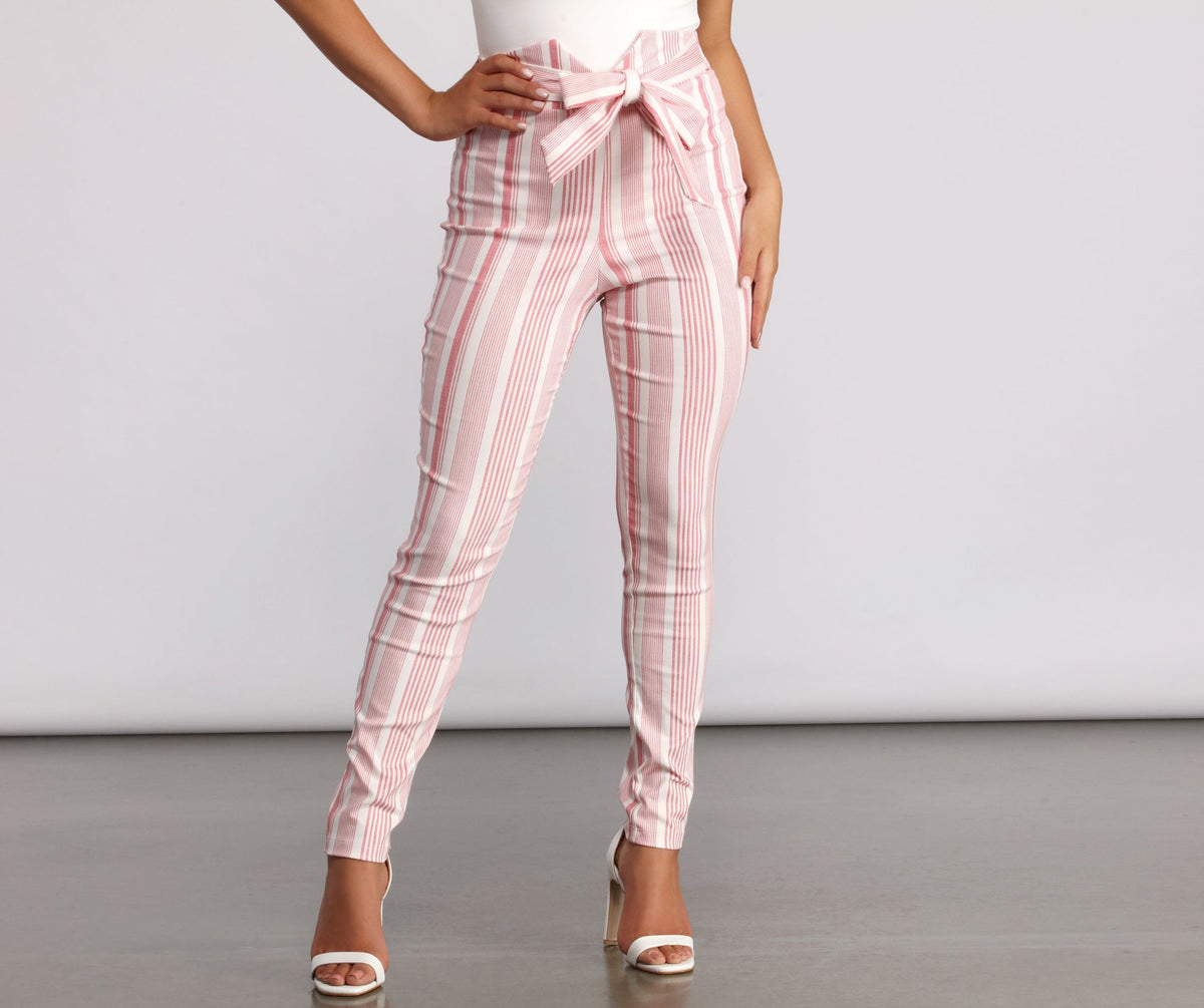 High Waist Double Striped Skinny Dress Pants insstreet