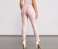 High Waist Double Striped Skinny Dress Pants insstreet