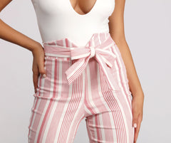 High Waist Double Striped Skinny Dress Pants insstreet