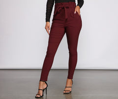 High Waist Paperbag Skinny Dress Pants insstreet