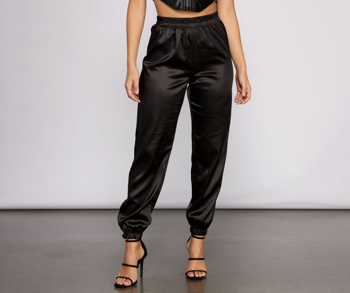 Sleek and Chic Satin Jogger Pants Ins Street