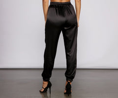 Sleek and Chic Satin Jogger Pants Ins Street