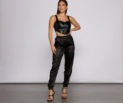 Sleek and Chic Satin Jogger Pants Ins Street