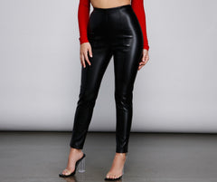 High Waist Faux Leather Tapered Leggings insstreet