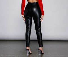 High Waist Faux Leather Tapered Leggings insstreet