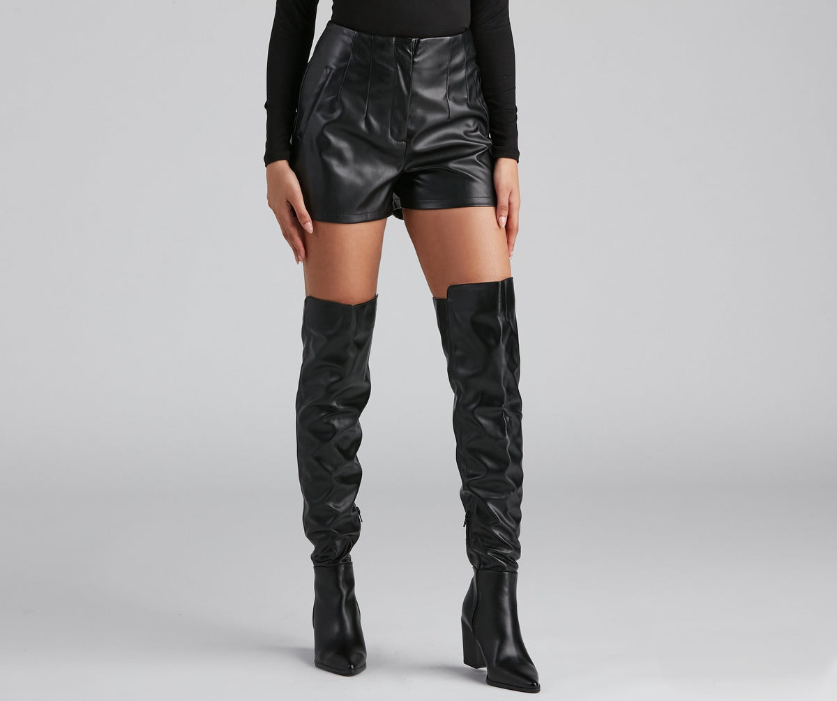 Sleek Look Faux Leather Shorts Ins Street