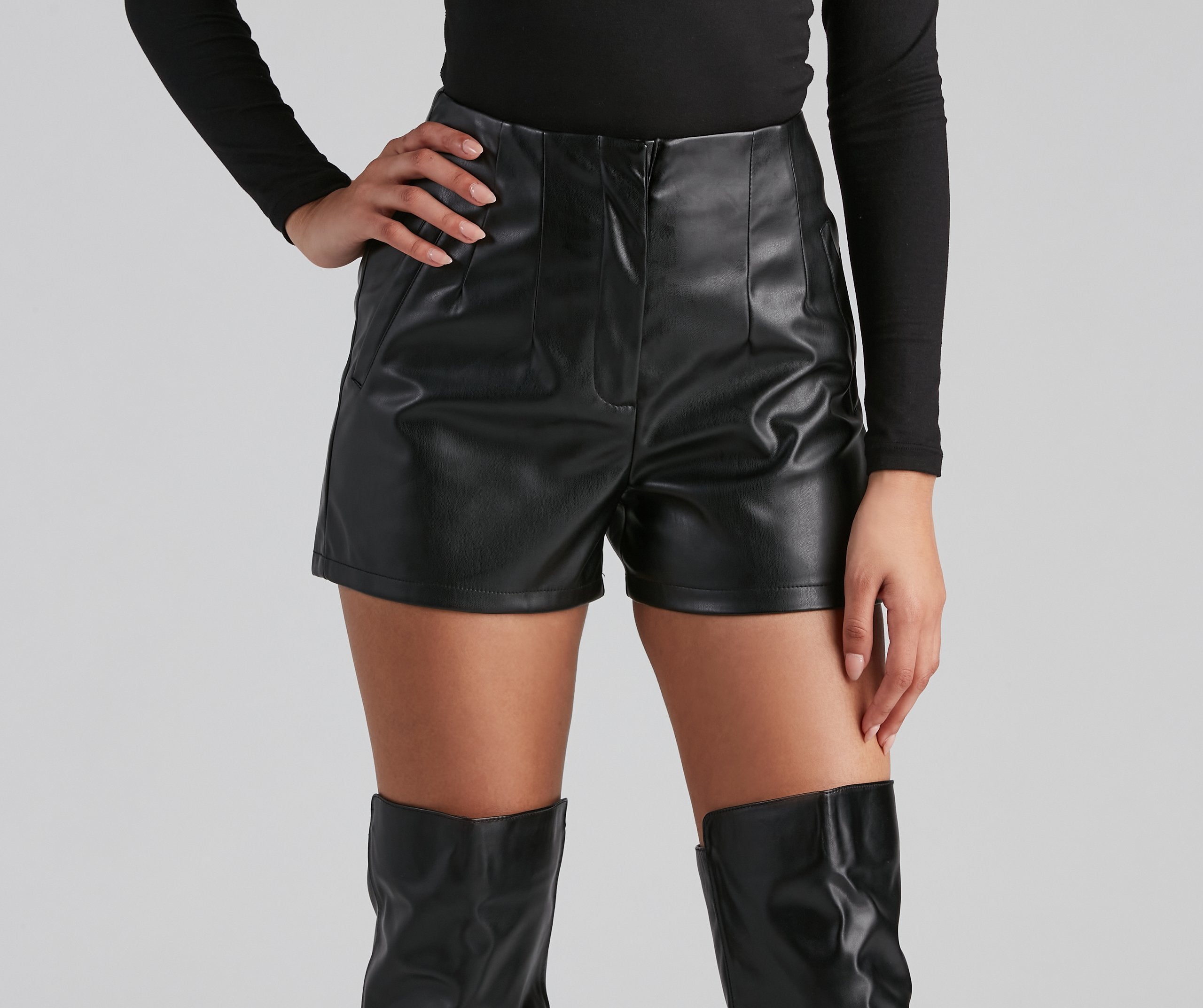 Sleek Look Faux Leather Shorts Ins Street