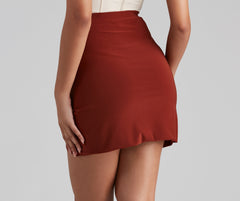 Classic-Chic Faux Wrap Mini Skirt ladies-street