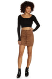 Laced In Faux Suede Mini Skirt Ins Street