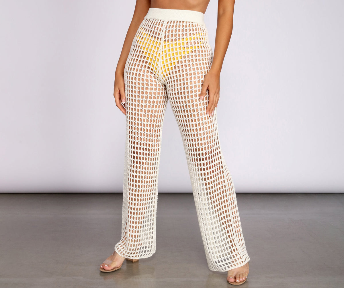 High Waist Wide Leg Crochet Pants insstreet