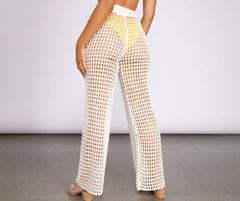 High Waist Wide Leg Crochet Pants insstreet