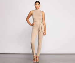 Sleek and Stylish Tie Waist Catsuit Ins Street